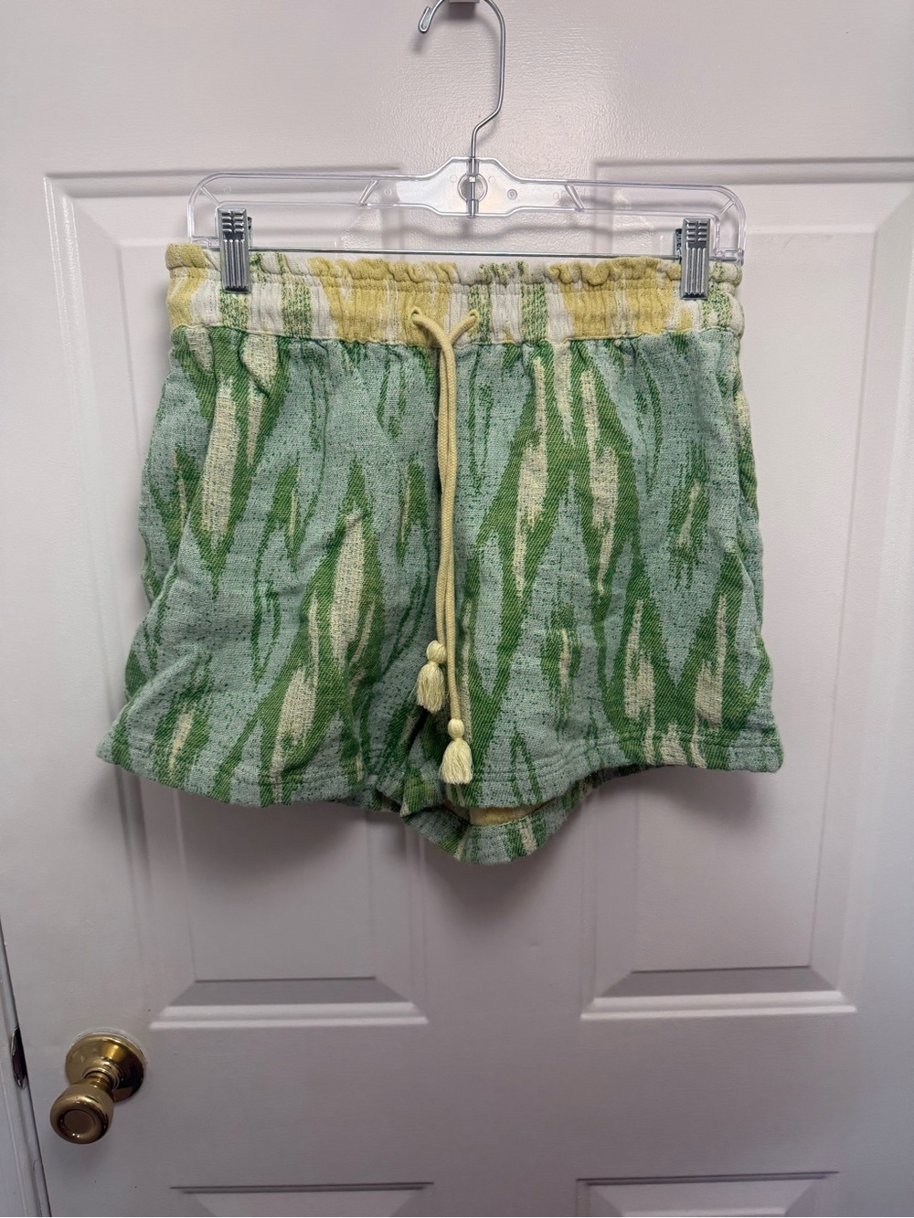 Aerie Green Jacquard High Waisted Cotton Shorts Size Medium Comfy Loungewear